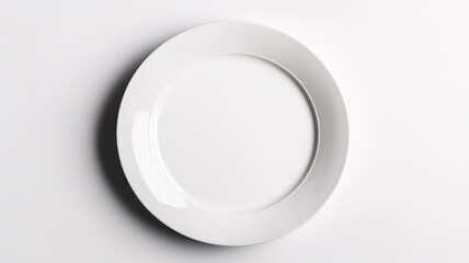 Blank white plate mockup isolated on white background