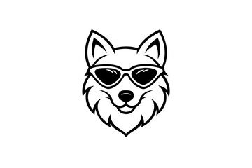  wolf with sunglasses  silhouette vector