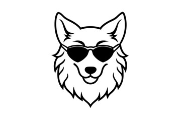  wolf with sunglasses  silhouette vector