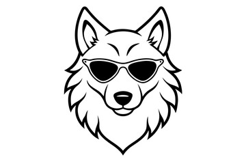  wolf with sunglasses  silhouette vector