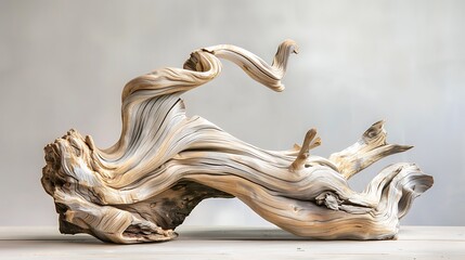 Bonsai made of wood isolated on a white background.