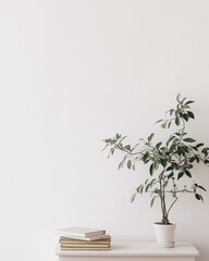 Vase and books on the table
