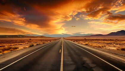 The road in the middle of the desert.