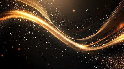 Fototapeta premium A mesmerizing swirl of golden light against a dark background, creating an enchanting atmosphere filled with sparkling particles.