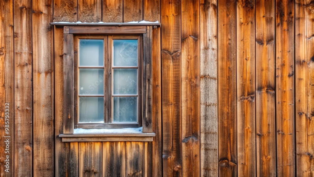 Poster a rustic brown wooden wall with a frosted window background
