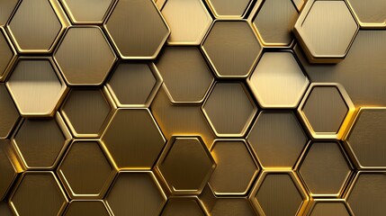 Obraz premium A stunning golden honeycomb pattern, showcasing hexagonal shapes that form a beautiful, textured design perfect for modern backgrounds.