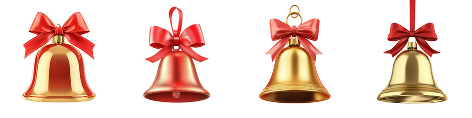 Set of a Christmas holiday bell, isolated on a transparent background.