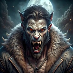 Naklejka premium A scary zombie with a cross on his head and a cross in the background.