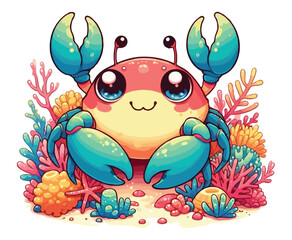 crab sea color on a white background