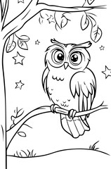 Fototapeta premium Owl Coloring Page for Kids, for coloring books or educational materials about birds