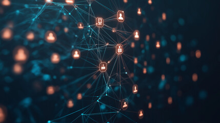 Fototapeta premium Digital generated image of abstract AI chat icons over digital surface.