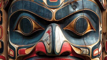 Naklejka premium Native American Totem Pole Carving