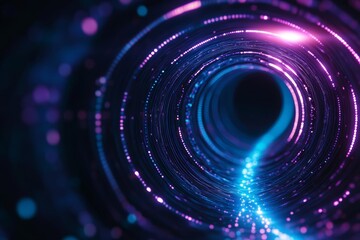 Fototapeta premium Futuristic glowing tunnel with abstract neon lights.