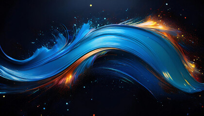 Obraz premium ブラシ 青 曲線 背景画像 Generative AI