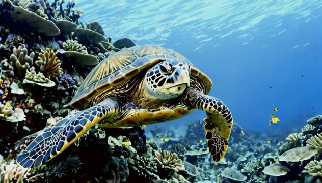 sea turtle swimming in water