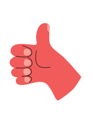 Thumbs up gesture. Blue hand illustration. Like symbol.