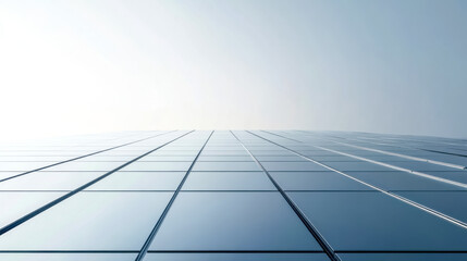 Modern glass facade of skyscraper mirroring sky, vanishing perspective
