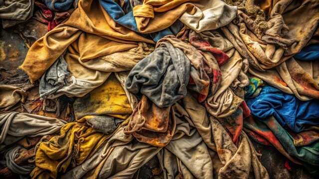 Dirty rags soaked in oil creating a grungy background