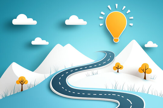 Path with timeline events, roadmap concept, flat design illustration