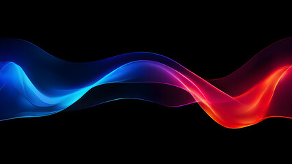 Fototapeta premium Grainy gradient background blue red yellow abstract glowing color wave black backdrop, noise texture banner poster header design