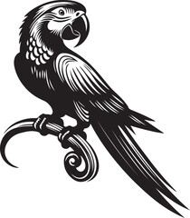 A parrot vector artwork features a stylized, digitally created image of a parrot, often characterized by bold colors and clean lines.