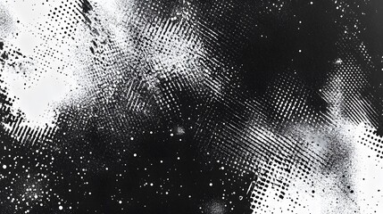 Abstract monochrome pattern with dots and textures.