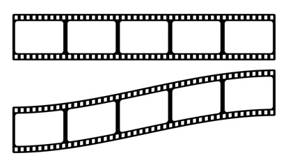 35mm film strip vector design with 5 frames on white background. Black film reel symbol illustration to use for photography, television, cinema, photo frame.