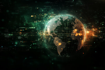 Obraz premium Digitalized world background. Technologic world image. Advanced technologic world background
