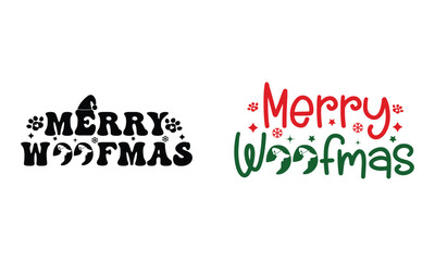 Merry Woof mas,Christmas dog sticker,Christmas ornament Design,