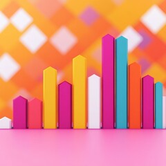 Colorful bar graph on a vibrant background, representing data visualization and growth in a creative style.