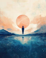 Power of Manifesting Minimal Concept, Artistic Illustration Inspired by the Law of Attraction