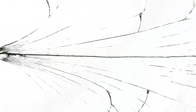 Broken cracked glass texture with transparent background cut out design element