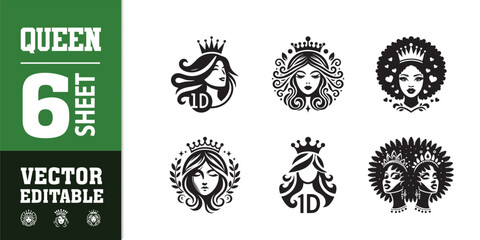 women beauty queen head prince logo design illustration inspiration