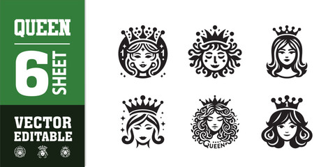 women beauty queen head prince logo design illustration inspiration