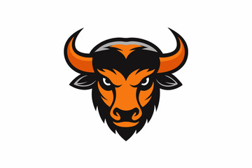 buffalo head logo vector illustration with white background