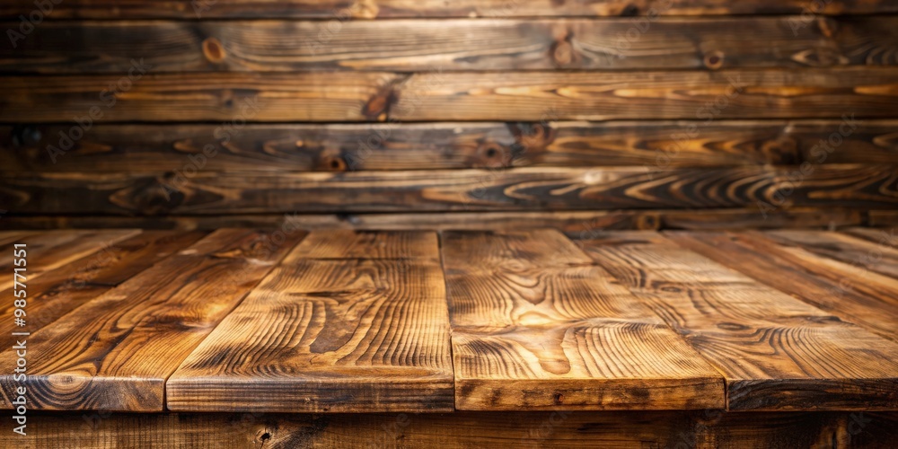 Aufkleber rustic wood table plank board background with natural texture and grain