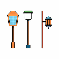 Outdoor Lighting Design: Solar & Electric Lights Vector Illustration - SVG Files for Cricut & Silhouette, Clipart Graphics