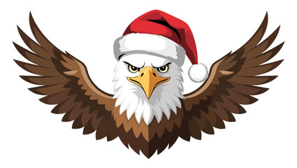 Obraz premium A festive eagle wearing a Santa hat, bringing holiday cheer and a unique twist to traditional Christmas imagery.