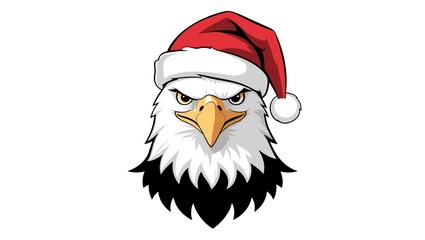 A festive eagle wearing a Santa hat, perfect for holiday-themed projects and designs that combine nature and Christmas spirit.