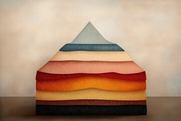 Abstract Cross-Section Illustration of Vibrant Layered Pyramid
