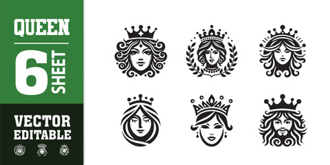 Obraz premium women beauty queen head prince logo design illustration inspiration