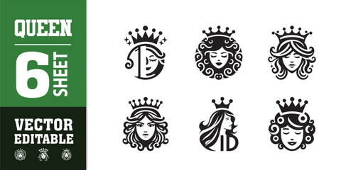 Fototapeta premium women beauty queen head prince logo design illustration inspiration