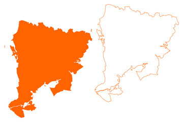 Southwest Friesland municipality (Kingdom of the Netherlands, Holland, Frisia or Friesland province) map vector illustration, scribble sketch Súdwest-Fryslân or Sudwest-Fryslan map