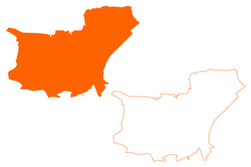 Tilburg city and municipality (Kingdom of the Netherlands, Holland, North Brabant or Noord-Brabant province) map vector illustration, scribble sketch map
