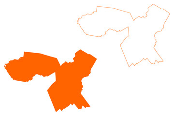 Twenterand municipality (Kingdom of the Netherlands, Holland, Overijssel or Oaverysel province) map vector illustration, scribble sketch Tweanteraand map