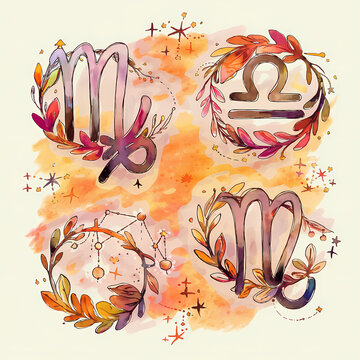 Naklejki hand drawn illustration of an background, autumn theme sticker element, watercolor clipart, isolated on white background  