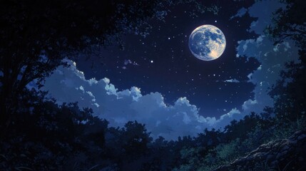 Fototapeta premium moonlit night sky