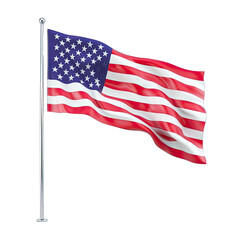 Obraz premium 3d Rendered Stylized American Flag Waving for Memorial Day Decorations. Isolated on a Transparent Background. Cutout PNG.