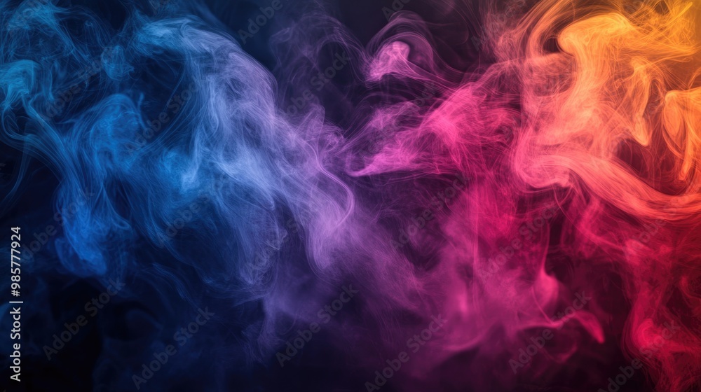 Wall mural Vibrant smoke swirl on dark backdrop