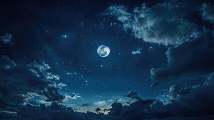 Moonlit clouds and starry night
